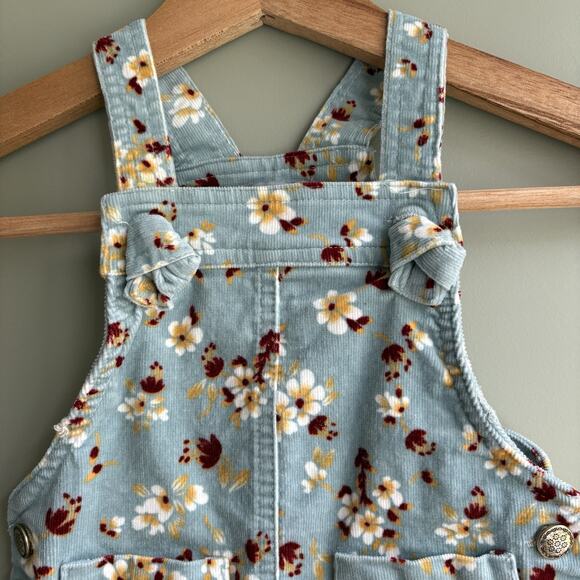 TAHARI Baby Girl Size 12M Blue Floral Corduroy Overall Jumper Dress Layering - Picture 2 of 11